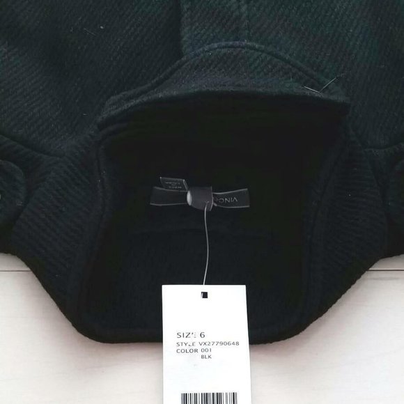 VINCE. Black WOOL Twill BLACK PLEAT ZIP Coat - Picture 4 of 5